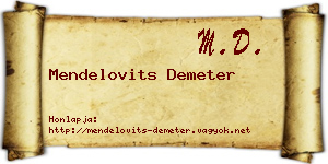 Mendelovits Demeter névjegykártya